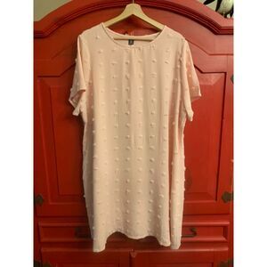 Super Cute 3XL Baby Doll Pink Swiss Dot Dress Short Sleeve Knee Length Girly EUC